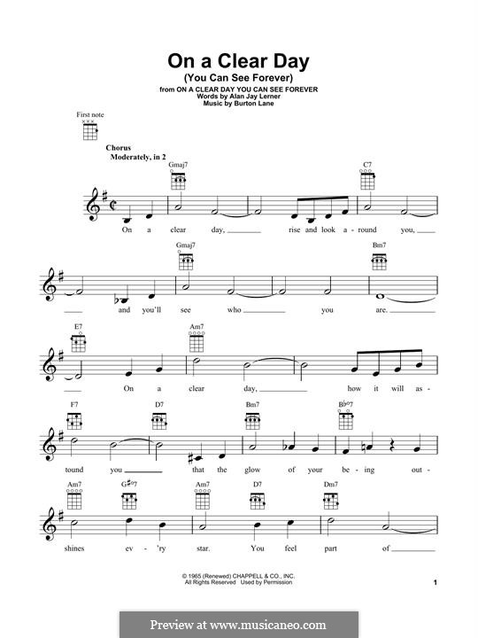 On a Clear Day (You Can See Forever): Для укулеле by Burton Lane