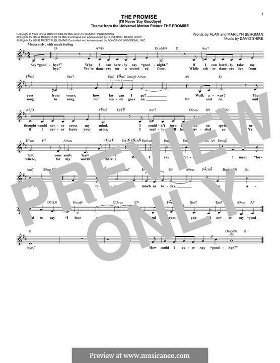 The Promise (I'll Never Say Goodbye): Для клавишного инструмента by David Shire