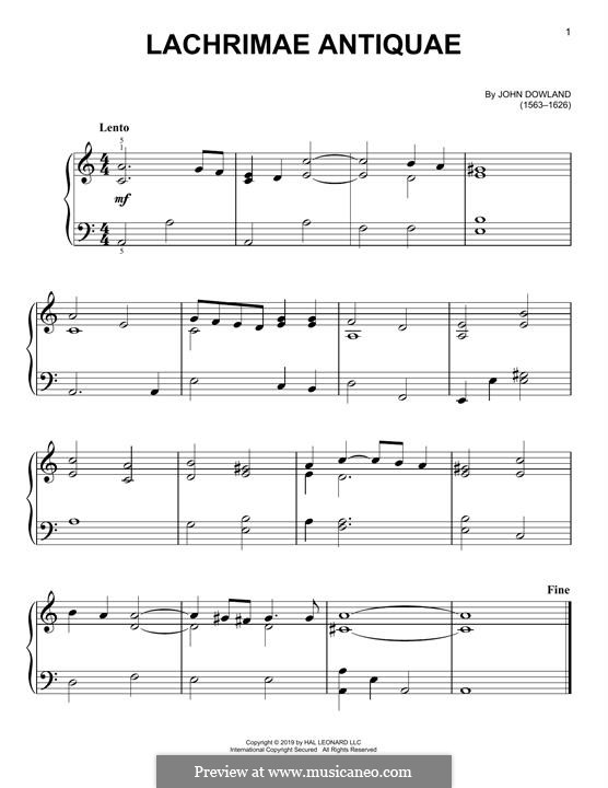 Flow My Tears (Lachrimae Antiquae): Для фортепиано by Джон Доуленд