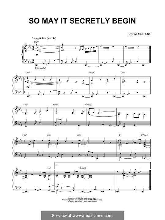 So May It Secretly Begin: Для фортепиано by Pat Metheny