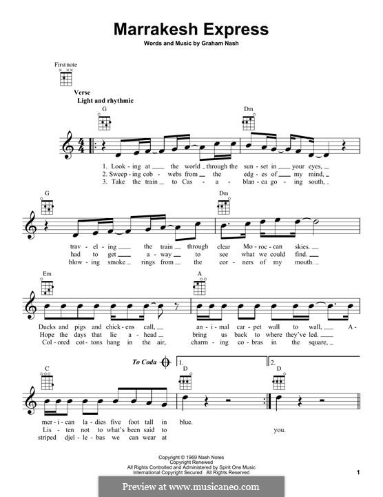 Marrakesh Express (Crosby, Stills & Nash): Для укулеле by Graham Nash