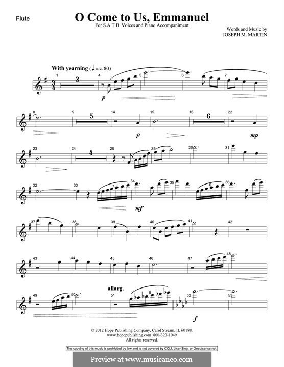 O Come To Us, Emmanuel: Партия флейты by Joseph M. Martin