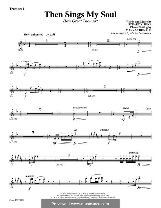 Then Sings My Soul (How Great Thou Art): Bb Trumpet 1 part by Stuart K. Hine