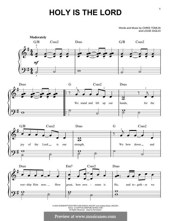 Holy is the Lord: Для фортепиано (легкий уровень) by Chris Tomlin, Louie Giglio