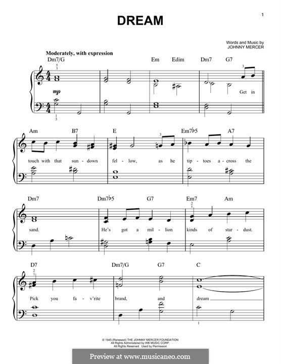 Dream (Frank Sinatra): Для фортепиано by Johnny Mercer