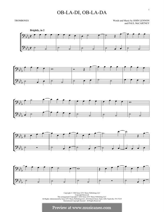 Instrumental version: For two trombones by John Lennon, Paul McCartney