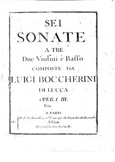 Шесть струнных трио, Op.3: Скрипки I, G.119-124 by Луиджи Боккерини