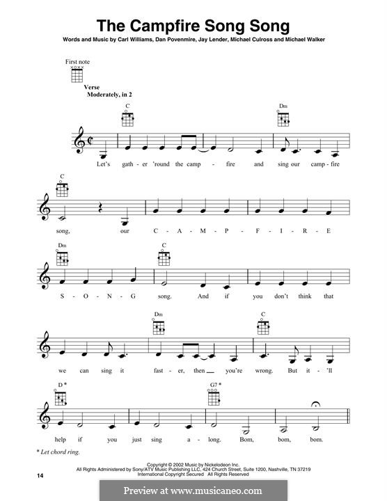 The Campfire Song Song (Spongebob Squarepants): For banjo by Michael Walker, Dan Povenmire, Michael Culross, Jr., Carl Williams, Jay Lender