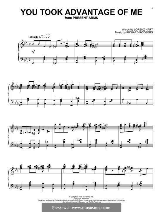 You Took Advantage of Me: Для фортепиано (легкий уровень) by Richard Rodgers