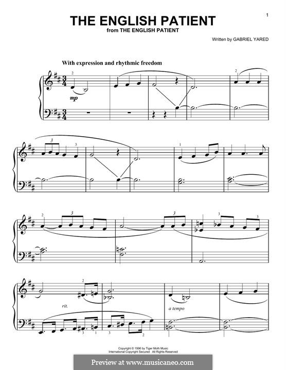 The English Patient: Для фортепиано by Gabriel Yared