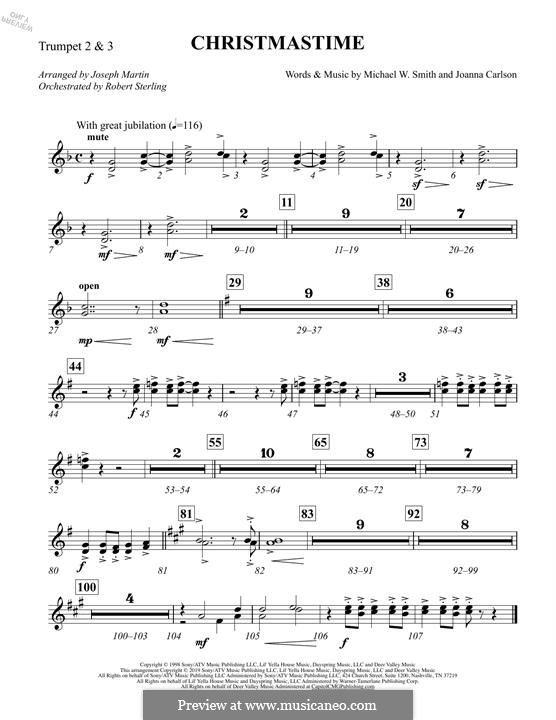 Christmastime: Bb Trumpet 2,3 part by Joanna Carlson, Michael W. Smith