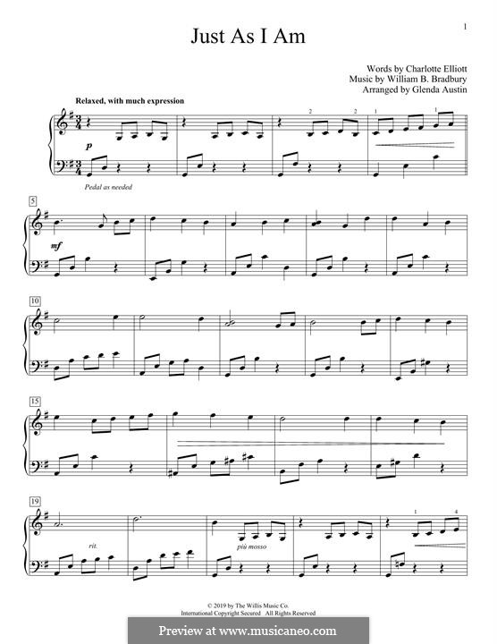 Just as I am: Для фортепиано by William Batchelder Bradbury