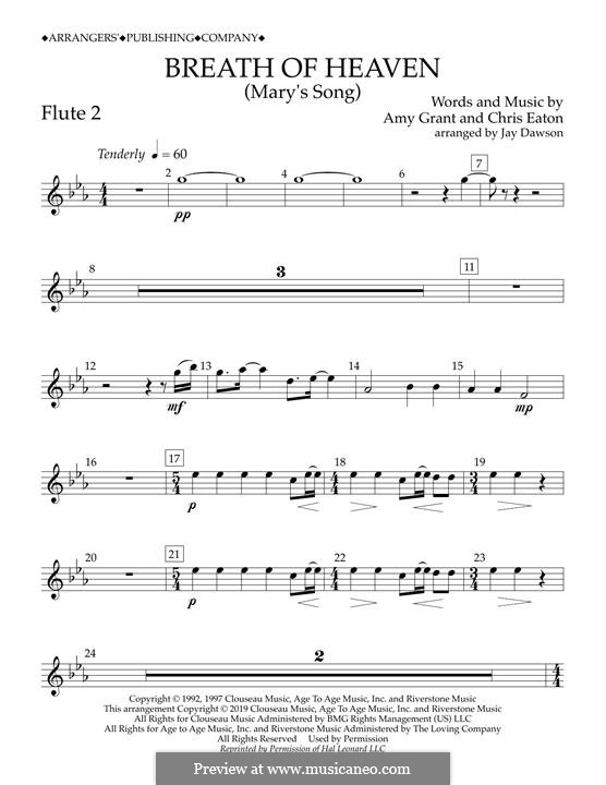 Breath of Heaven (Mary's Song) arr. Jay Dawson: Flute 2 part by Chris Eaton