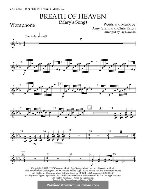 Breath of Heaven (Mary's Song) arr. Jay Dawson: Vibraphone part by Chris Eaton