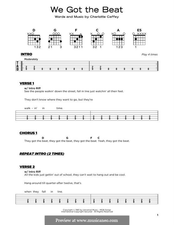 We Got the Beat (The Go Go's): Для гитары by Charlotte Caffey