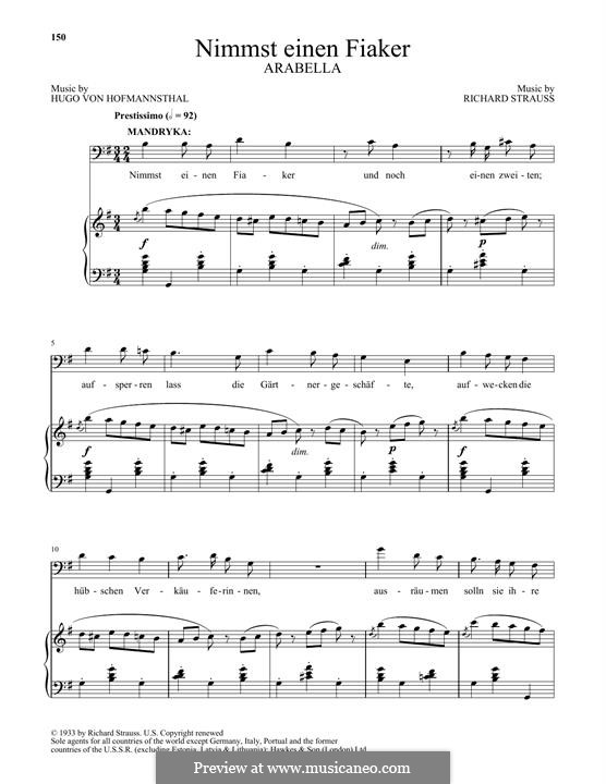 Арабелла, Op.79: Nimmst einen Fiaker by Рихард Штраус