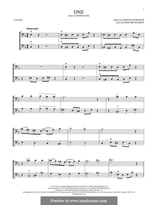 One (from A Chorus Line): Для двух виолончелей by Marvin Hamlisch