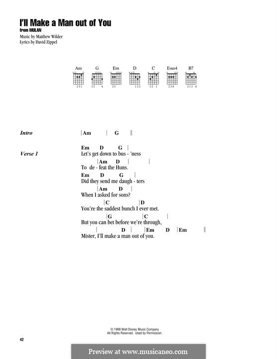 I'll Make a Man Out of You (from Mulan): Lyrics and guitar chords by Matthew Wilder