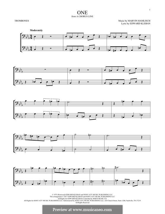 One (from A Chorus Line): For two trombones by Marvin Hamlisch