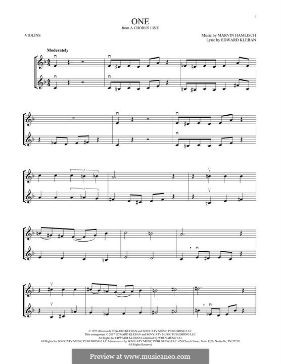 One (from A Chorus Line): Для двух скрипок by Marvin Hamlisch