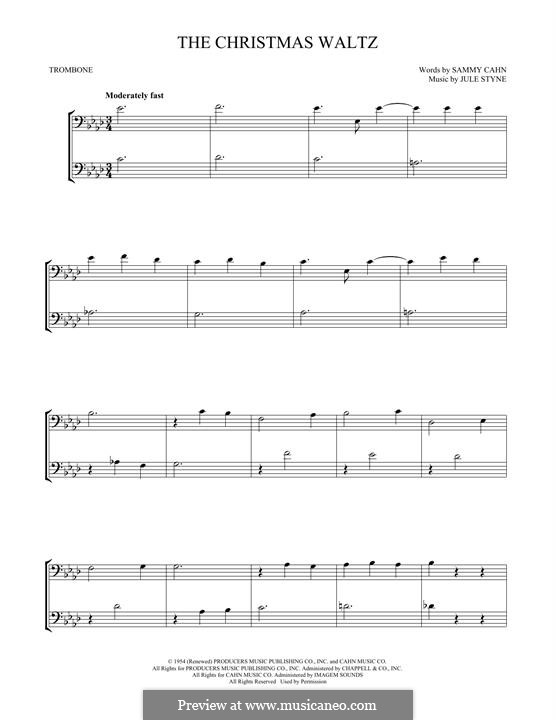 The Christmas Waltz: For two trombones by Jule Styne