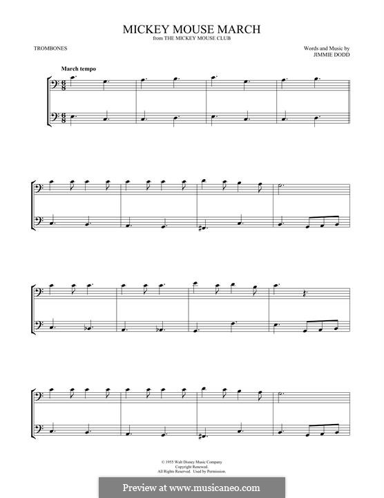 Mickey Mouse March (from The Mickey Mouse Club): For two trombones by Jimmie Dodd
