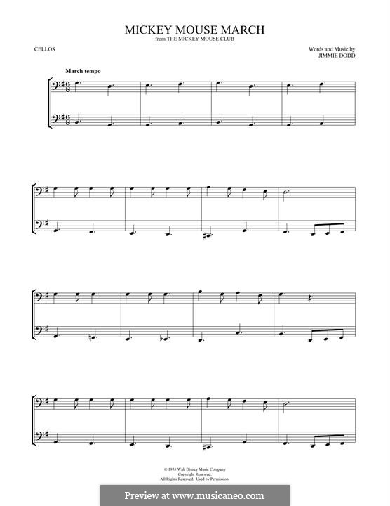 Mickey Mouse March (from The Mickey Mouse Club): Для двух виолончелей by Jimmie Dodd