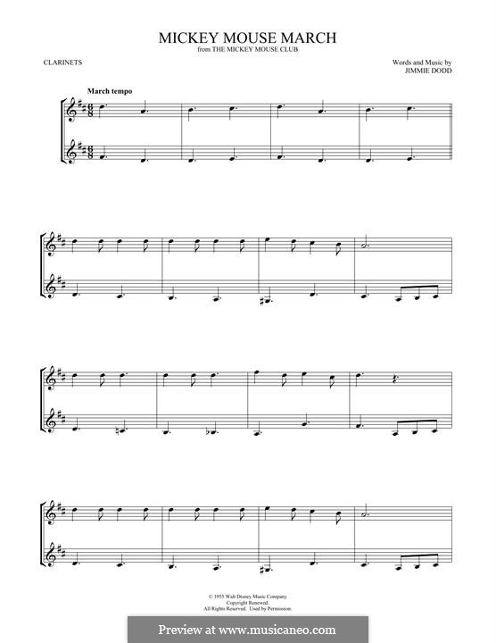 Mickey Mouse March (from The Mickey Mouse Club): Для двух кларнетов by Jimmie Dodd