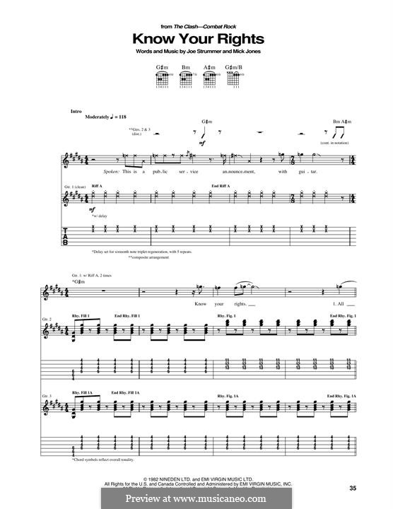 Know Your Rights (The Clash): Для гитары by Joe Strummer, Mick Jones