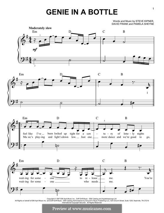 Genie in a Bottle (Christina Aguilera): Для фортепиано by David Frank, Pamela Sheyne, Stephen Alan Kipner