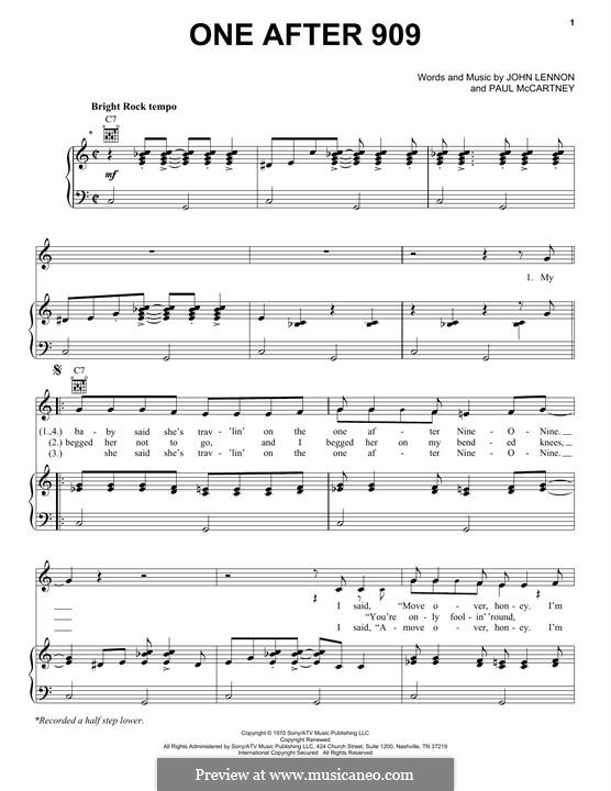 One After 909 (The Beatles): Для голоса и фортепиано (или гитары) by John Lennon, Paul McCartney