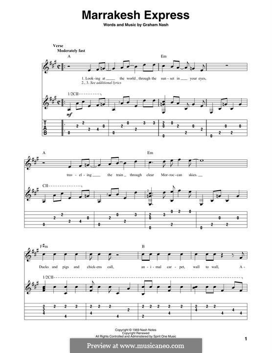 Marrakesh Express (Crosby, Stills & Nash): Для гитары by Graham Nash