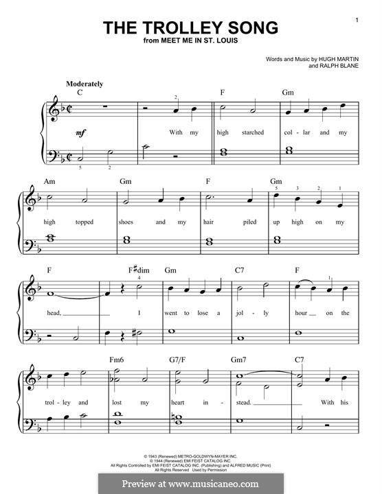 The Trolley Song (from Meet Me in St. Louis): Для фортепиано (легкий уровень) by Hugh Martin, Ralph Blane