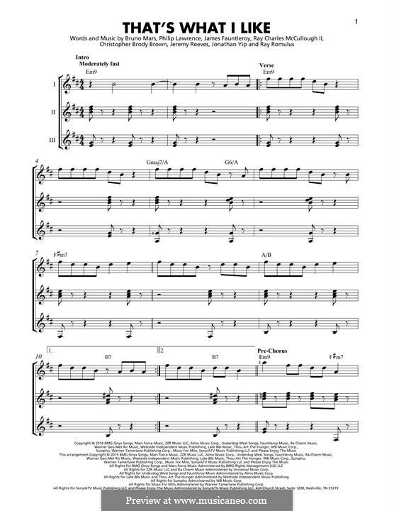 That's What I Like: Для гитары by James Fauntleroy II, Jeremy Reeves, Jonathan Yip, Bruno Mars, Philip Lawrence, Ray Romulus, Christopher Brody Brown, Ray Charles McCullough II