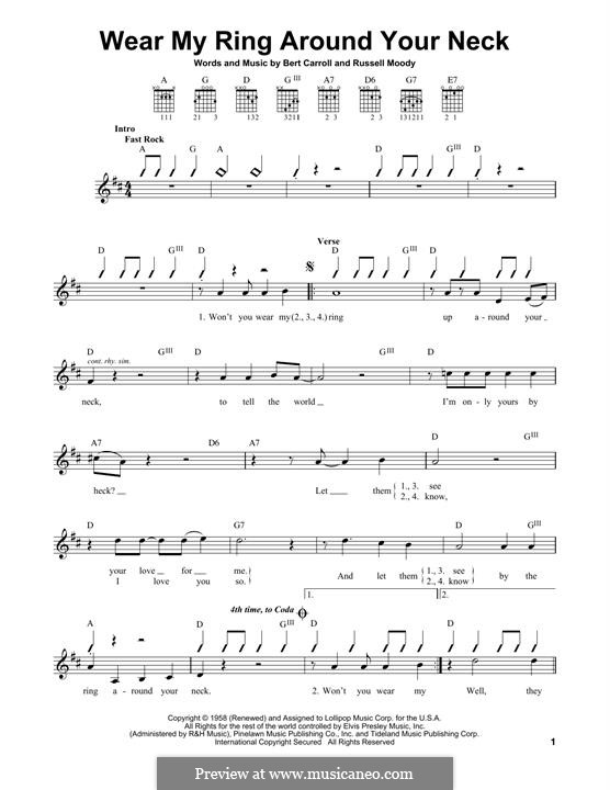 Wear My Ring Around Your Neck (Elvis Presley): Для гитары by Bert Carroll, Russell Moody