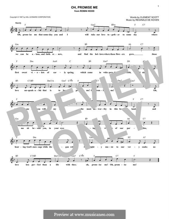 Oh Promise Me, Op.50: Для клавишного инструмента by Reginald De Koven