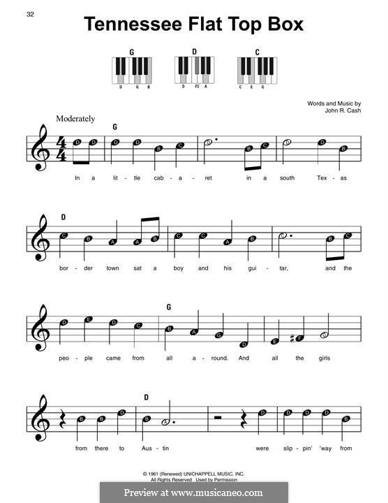 Tennessee Flat Top Box: Для фортепиано (Big Notes) by Johnny Cash
