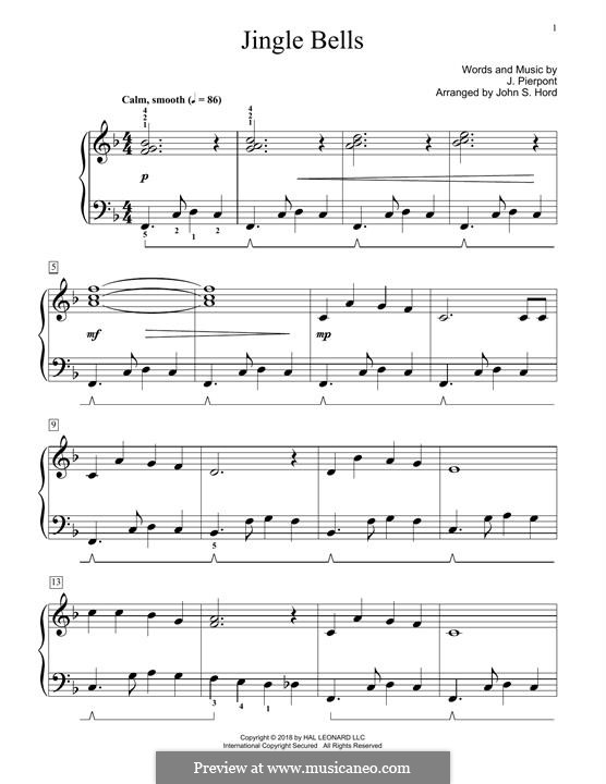 Piano version (printable scores): Для одного исполнителя by James Lord Pierpont