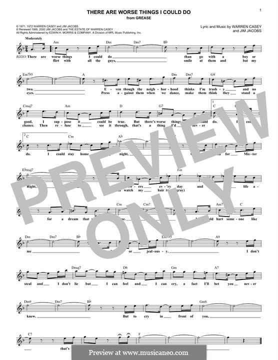 There Are Worse Things I Could Do (from Grease): Для клавишного инструмента by Jim Jacobs, Warren Casey
