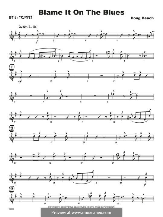 Blame It On The Blues: 1st Bb Trumpet part by Doug Beach