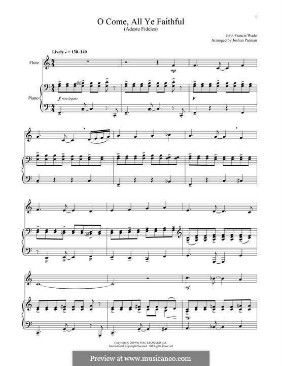 Instrumental version (Printable scores): Для флейты и фортепиано by Джон Фрэнсис Уэйд