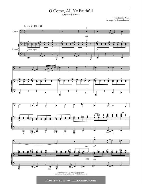 Instrumental version (Printable scores): Для виолончели и фортепиано by Джон Фрэнсис Уэйд