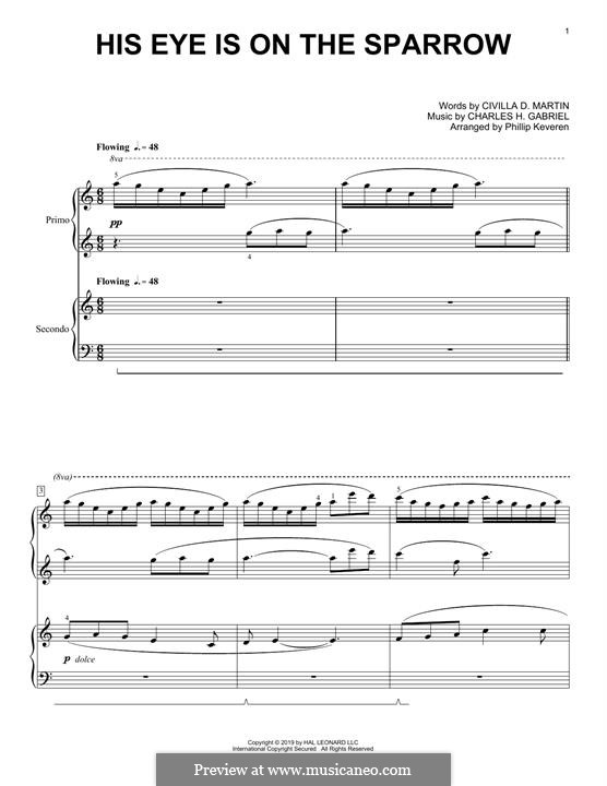 His Eye Is on the Sparrow (Ethel Waters): Для фортепиано by Charles Hutchinson Gabriel