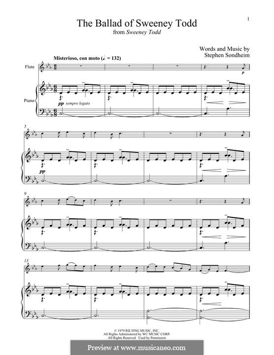 The Ballad of Sweeney Todd (from Sweeney Todd): Для флейты и фортепиано by Stephen Sondheim