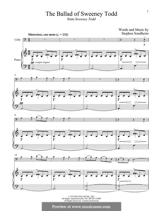 The Ballad of Sweeney Todd (from Sweeney Todd): Для виолончели и фортепиано by Stephen Sondheim