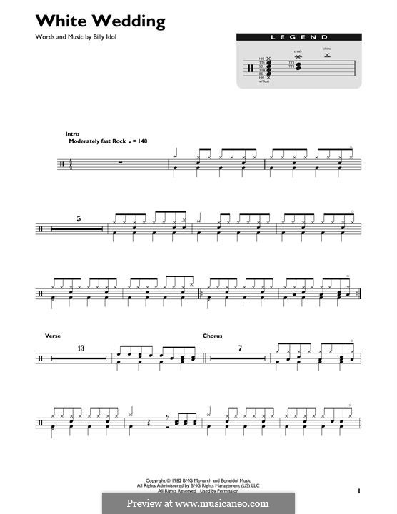 White Wedding: Drum set by Billy Idol