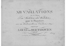 Двенадцать вариаций на тему из оперы 'Волшебная флейта' Моцарта, Op.66: Для виолончели (или скрипки) и фортепиано by Людвиг ван Бетховен