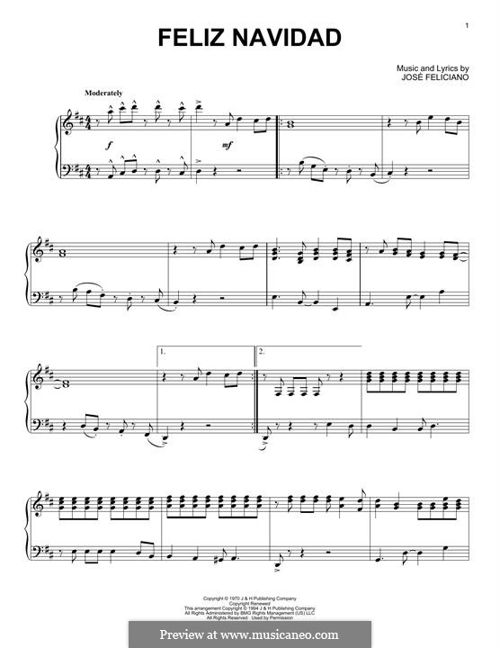 Feliz Navidad: Для фортепиано (легкий уровень) by José Feliciano