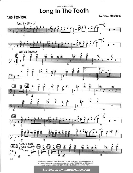 Long in The Tooth: 2nd Trombone part by Frank Mantooth