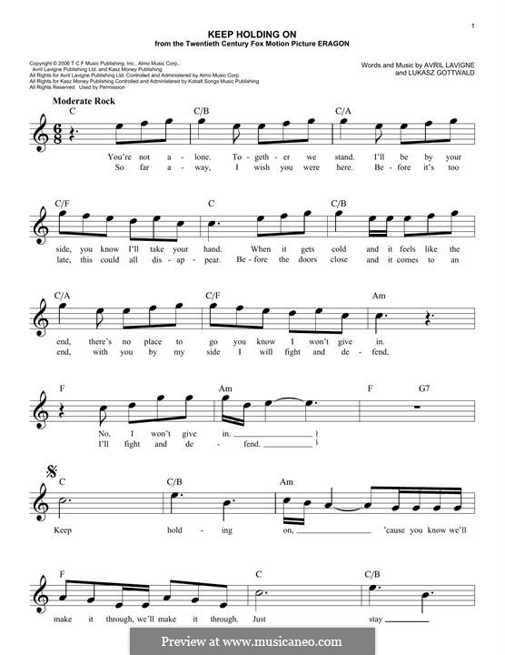 Keep Holding On: Для клавишного инструмента by Avril Lavigne, Lukas Gottwald